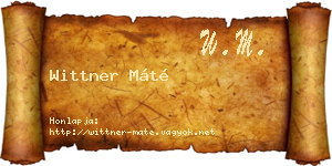 Wittner Máté névjegykártya